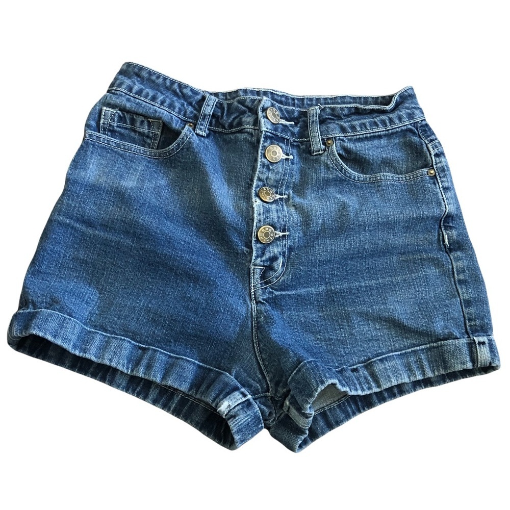 BDG Super High Rise Foxy Button Fly Shorts Size 28w 99% Cotton 1% Spandex